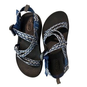 Chaco Ecotread Sandal Blue White Zigzag Straps Adjustable 3Y / 5 Adult Outdoor